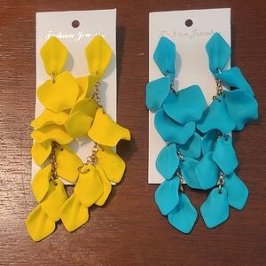 Yellow and Blue Petal Earrings